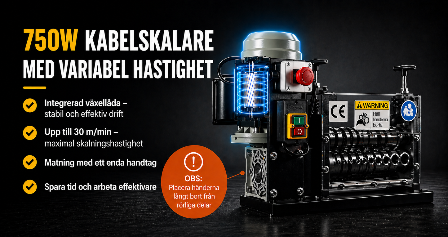 Professionell kabelskalare GR-M2 750W med justerbar hastighet för snabb och effektiv kabelskalning av alla typer av kablar