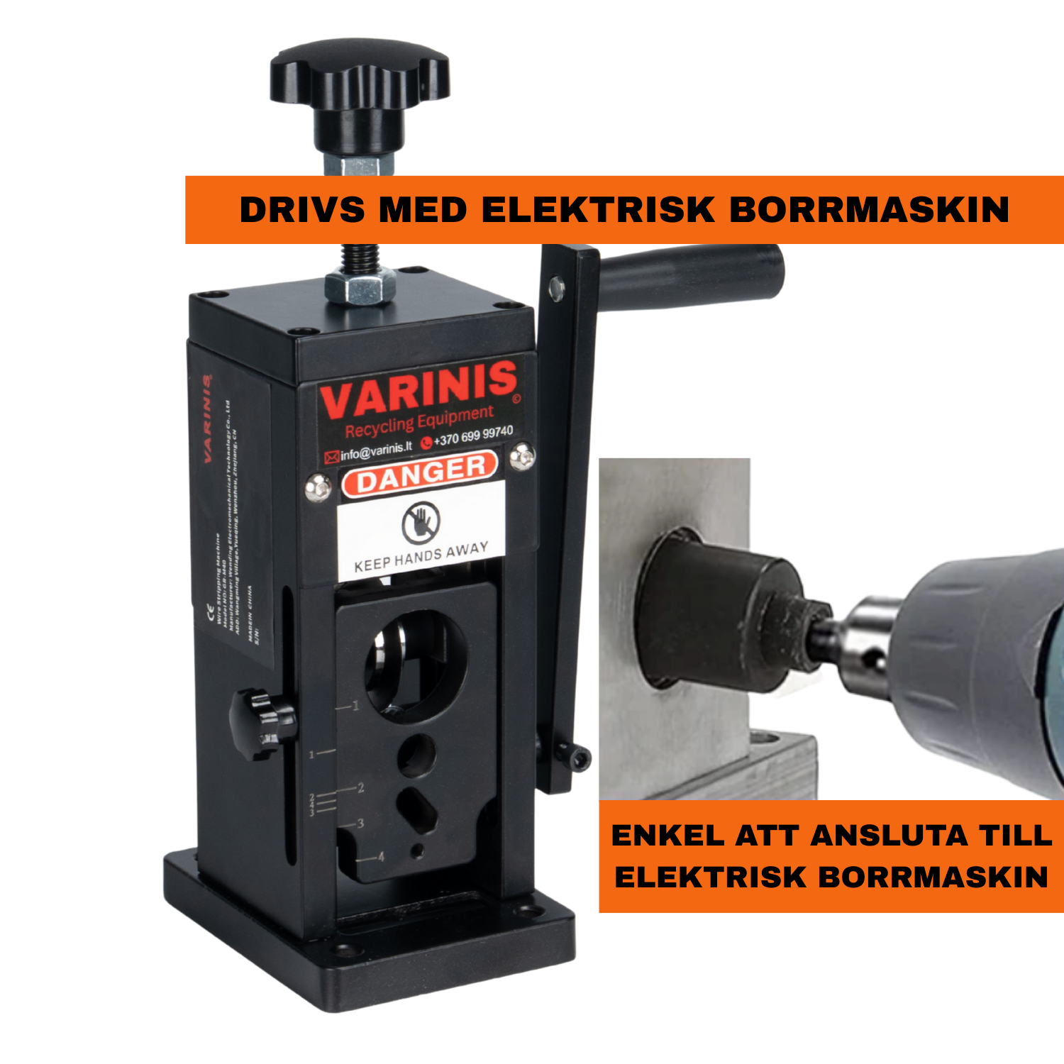 Kompakt kabelskalningsmaskin som drivs med elektrisk borrmaskin för koppar- och aluminiumkablar